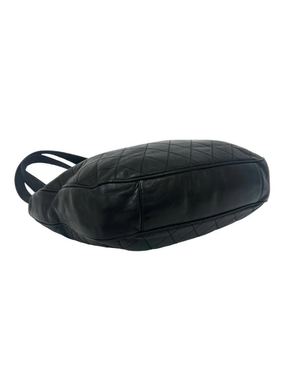 Chanel Vintage Quilted CC Logo Lambskin Leather Tote Bag Black